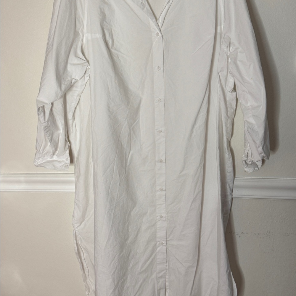 H&M White Long Sleeve Dress with V-Neck